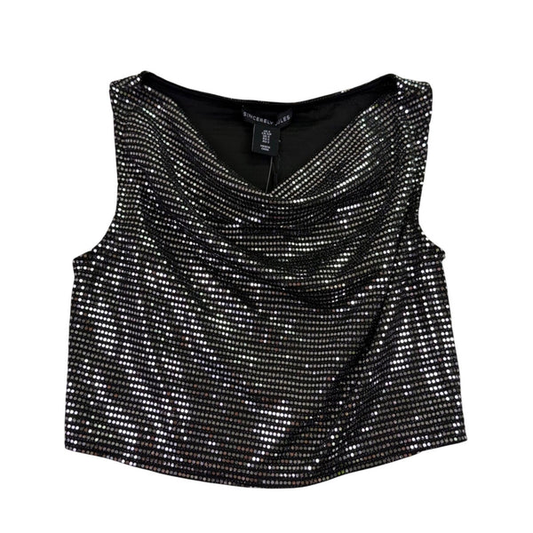 Sincerely Jules Womens Silver Lurex Sequined Crop Top & Skirt Set Size S