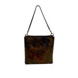 Patricia Nash Womens Brown Leather Floral Embossed Chain Strap Shoulder Tote Bag