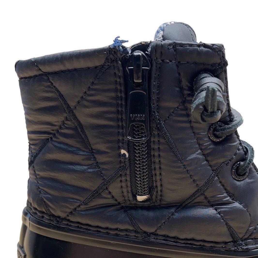 Sperry Women’s Black Quilted Techwave Plaid Lining Lace-Up Duck Boots Sz 6 - New