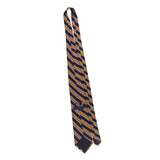 Paul Fredrick Mens Navy & Gold 100% Italian Silk Striped Hand-Tailored Tie