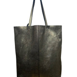 Merona Women’s Metallic Genuine Leather Double Handles Gold Tag Detail Tote Bag