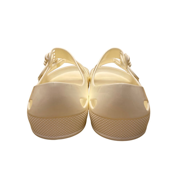 F-Troupe Women’s White PVC Buckle Strap Open Toe Sandals Size EU37/US7