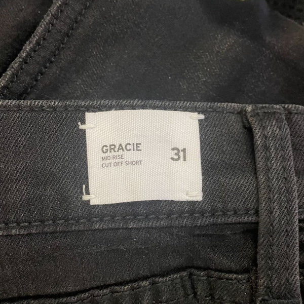 Hudson Womens Gracie Mid Rise Black Distressed Denim Cut Off Shorts Sz 31 New