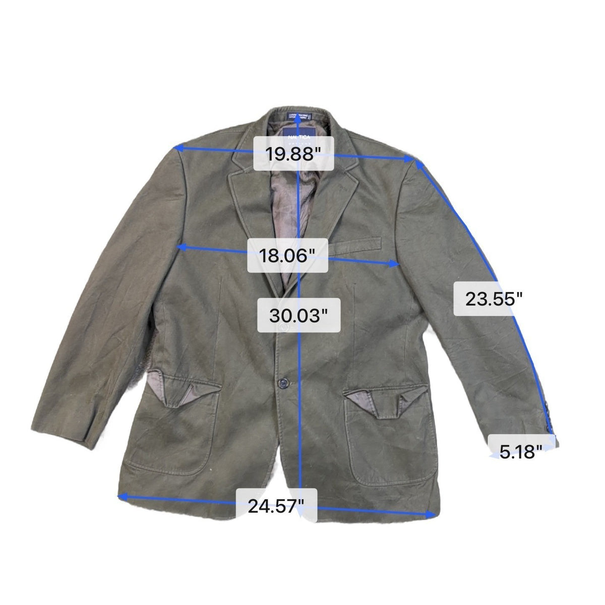 Nautica Mens Olive Blazer Jacket Classic Fit Interior Lining Stylish Size 42R
