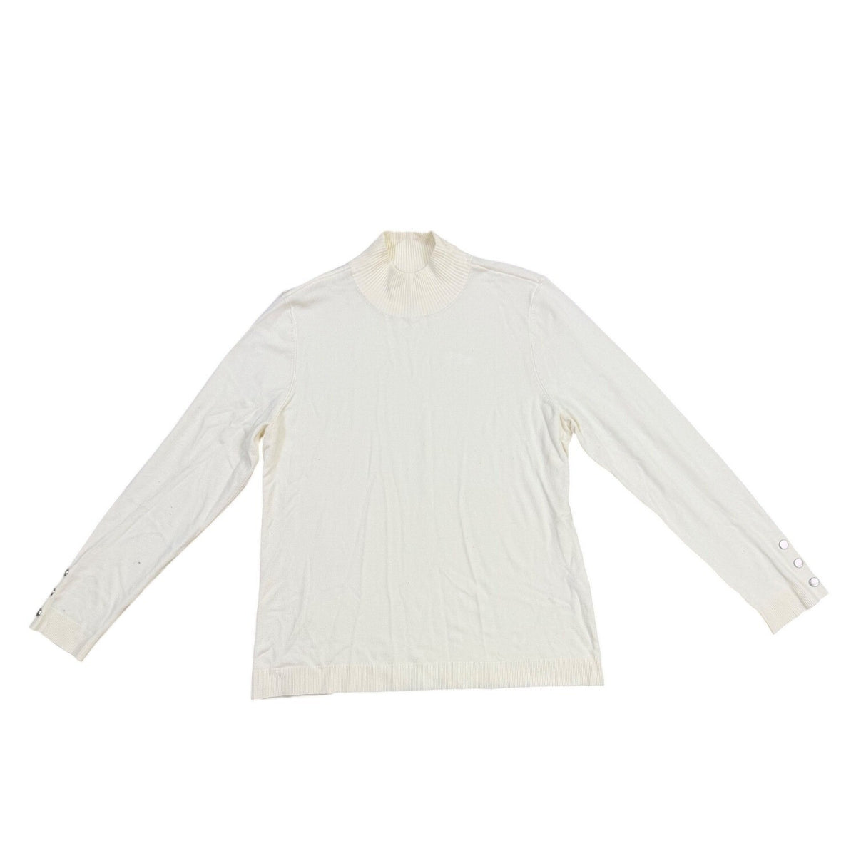 Chicos Womens White Turtleneck Sweater Classic Long Sleeve Size 1