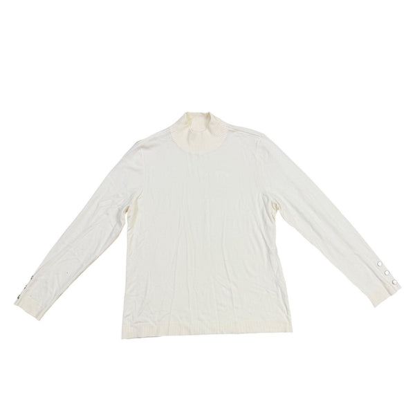 Chicos Womens White Turtleneck Sweater Classic Long Sleeve Size 1