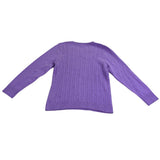 Talbots Womens Purple Cable Knit Sweater Crewneck Long Sleeve Cotton Blend Sz L