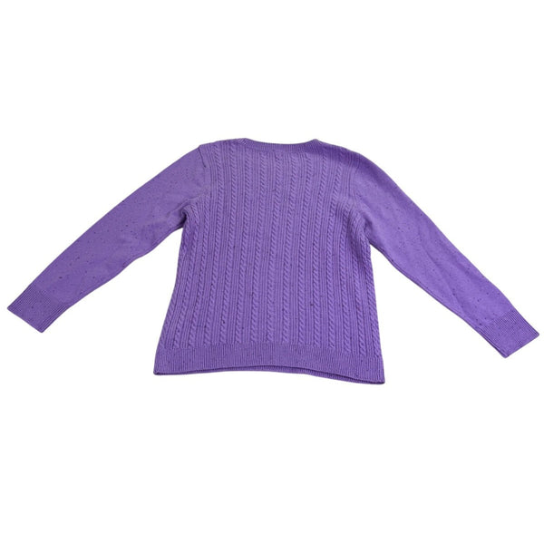 Talbots Womens Purple Cable Knit Sweater Crewneck Long Sleeve Cotton Blend Sz L