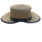 Eric Javits Womens Natural & Black Squishee Straw Sun Hat Adjustable Band OS