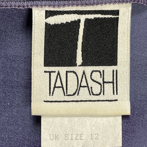 Tadashi Womens Purple Ruched Satin Long-Sleeve Blouse Top Zip Back Sz 10