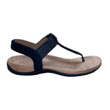 Women’s Black Faux Leather Elastic Thong  Brea Sandals Size 8