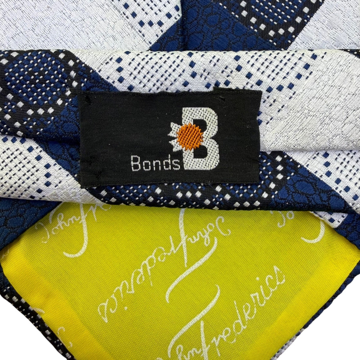 John Frederics Mens Blue/White Polyester Argyle Necktie Geometric Design