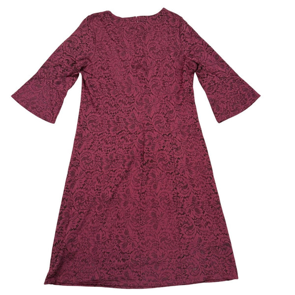 Dennis By Dennis Basso Womens Burgundy Lace A-Line Dress Size 16