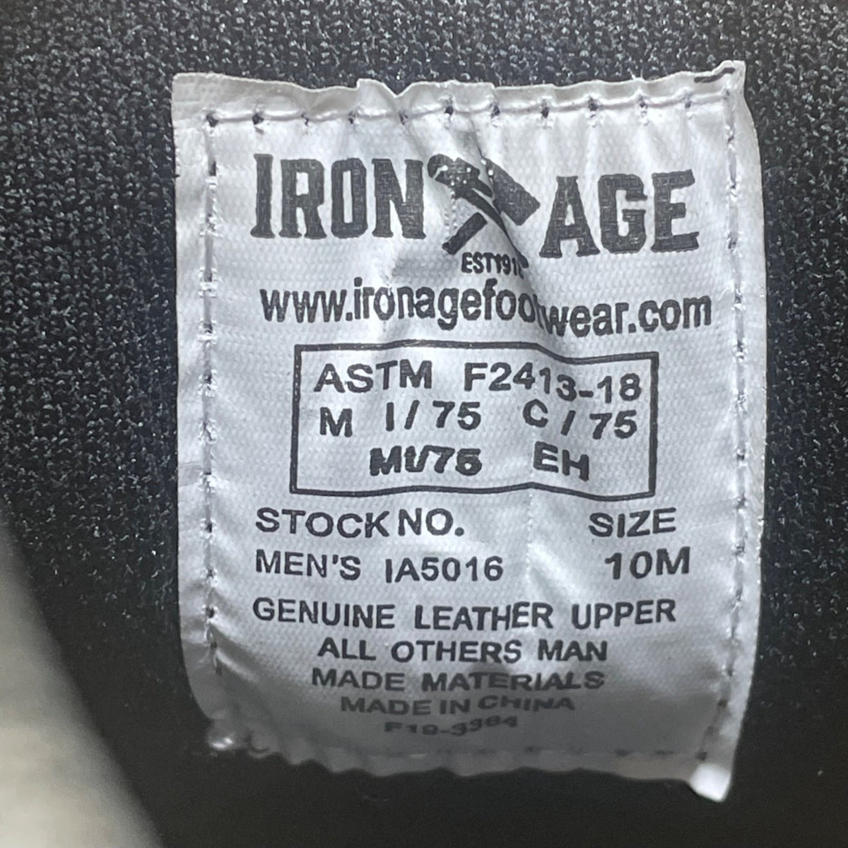 Iron Age Mens Black Leather Work Boots ASTM Steel Toe Slip-Resistant Size 10M