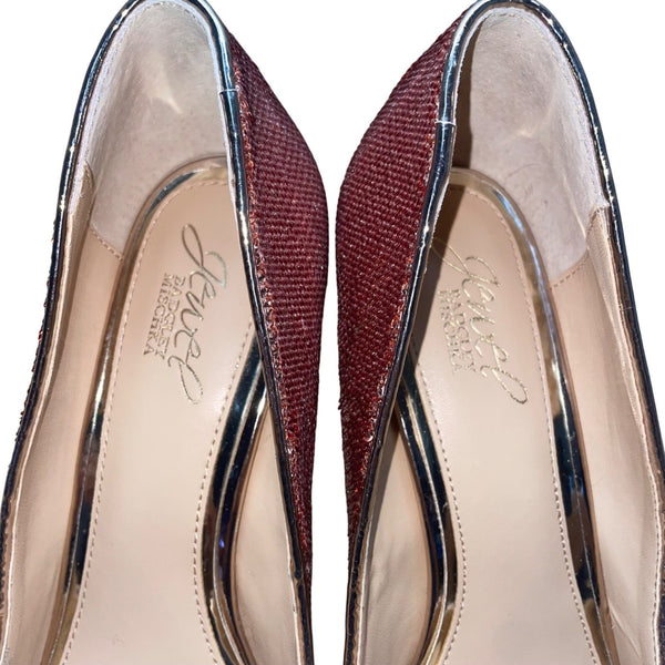 Jewel Badgley Mischka Women’s Rose Sequined Pointed Toe Stiletto Heels Size 10