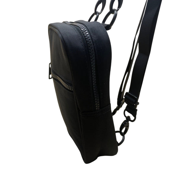 Brixley Unisex Black Nylon Adjustable Strap Multi-Compartment Mini Backpack
