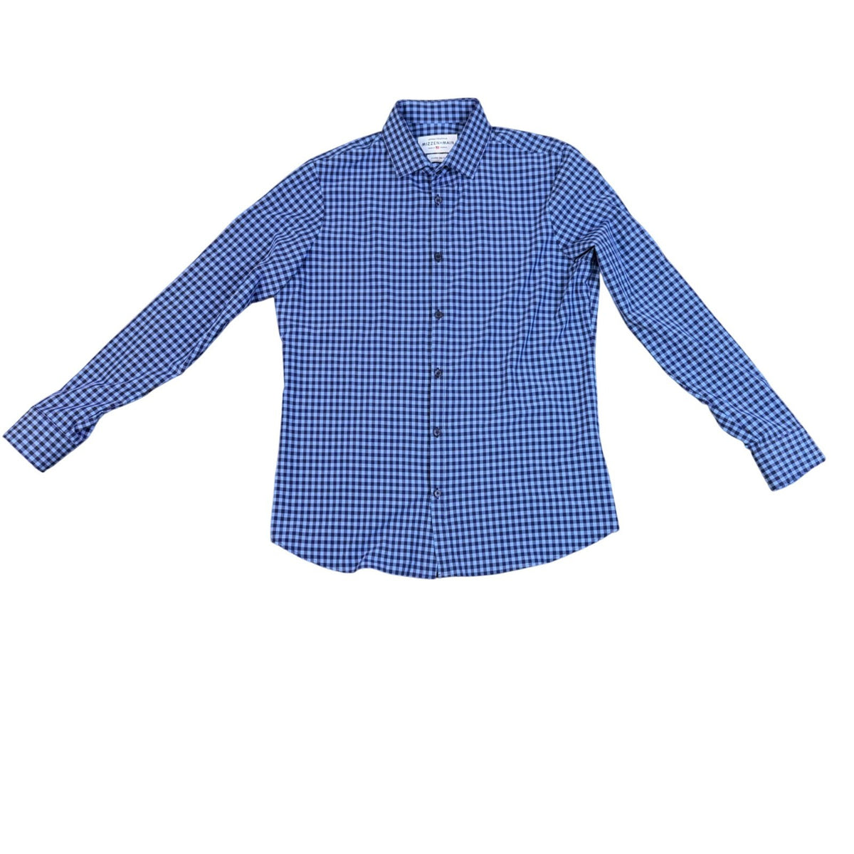 Mizzen+Main Mens Blue Gingham Button-Up Shirt Leeward Collection Size XL