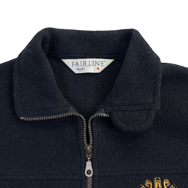 Fairline Unisex Black Fleece Sleeveless Vest Zipper Front Embroidered Sz M
