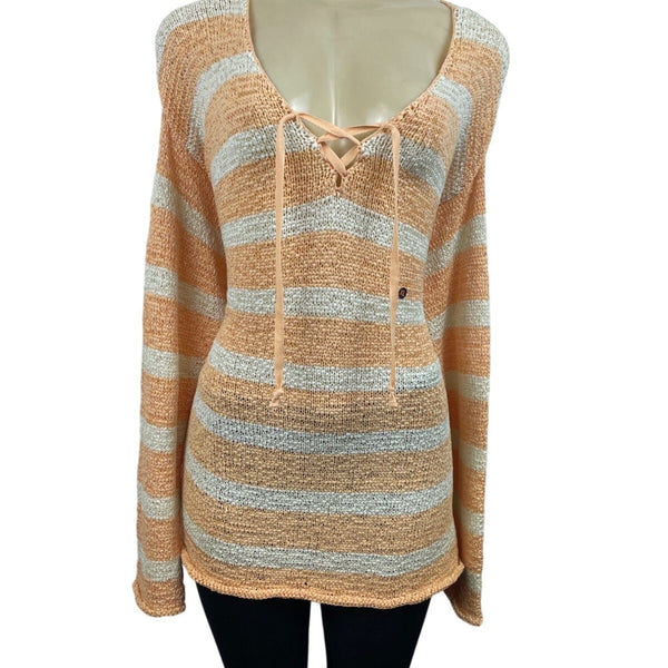 G.H Bass & Co. Women’s Peach and White Sweater  Sz XL NWT