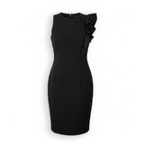 Black Halo Womens Black Cocktail Sheath Dress Ruffle Detail Size 2