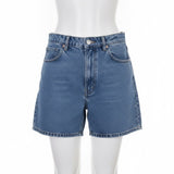 Zara Womens Blue Denim Cotton High-Waisted Casual Relaxed Shorts Size 10