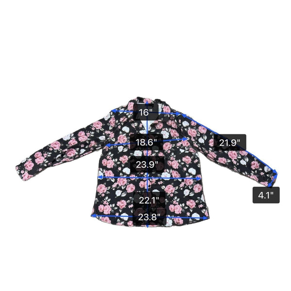 Asos Womens Black & Pink Floral Button-Up Long Sleeve Shirt Size US 8