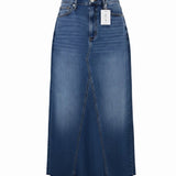 Jessica Simpson Womens Blue Denim Stretch Maxi Skirt Raw Hem Slim Fit Size 12