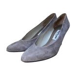 Evan-Picone Women’s Gray Suede Classic Pointed-Toe Mid-Heel Pumps Size 10N