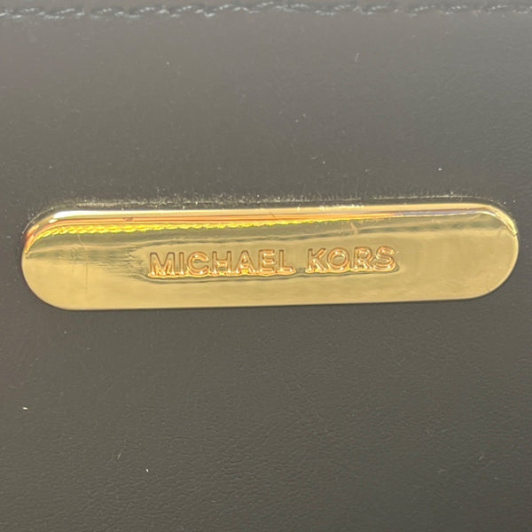 Michael Kors Black Pebbled Leather Satchel  With Gold Hardware & Charm Tote Bag