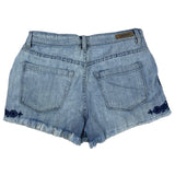 Blank Nyc Women's Light Blue Wedge Cut Off Embroidered Short Sz 28