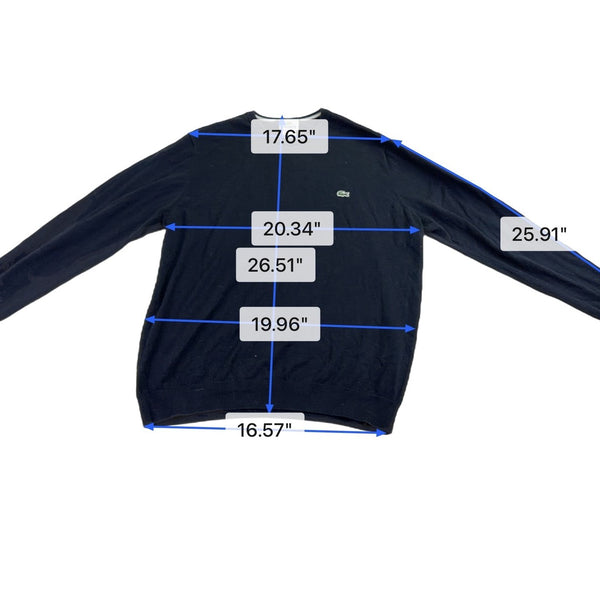 Lacoste Mens Black Cotton Crewneck Sweater Classic Fit Pullover Size 6 