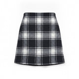Talbots Womens Black & White Wool Blend Plaid Skirt Fully Lined Size 10