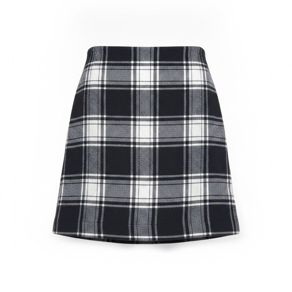 Talbots Womens Black & White Wool Blend Plaid Skirt Fully Lined Size 10