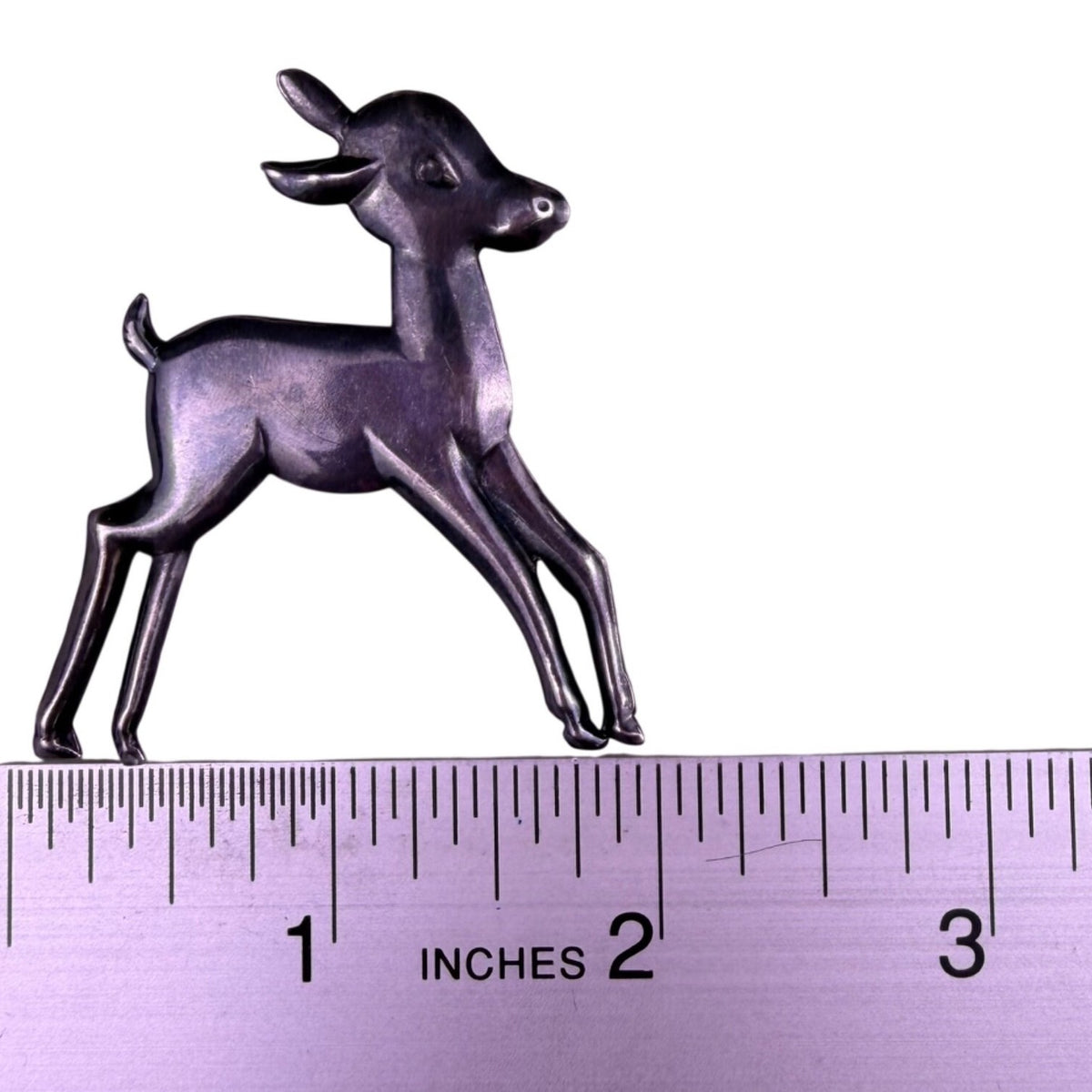 Sterling Women Silver Tone Vintage Deer Brooch Jewelry Animal Fawn Pin