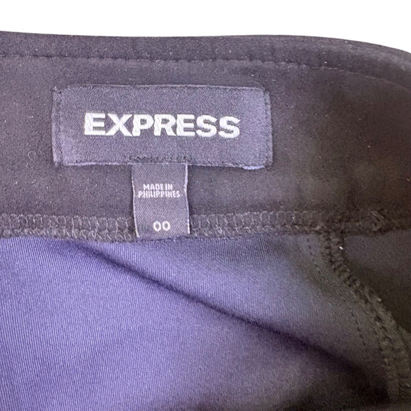 Express Womens Black Suede-Like Mini Skirt With Pockets Size 00