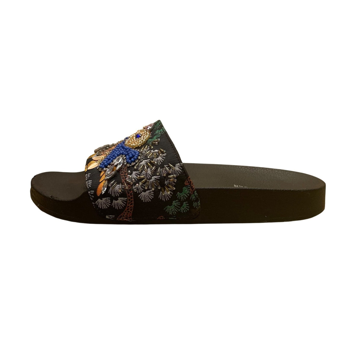 Steve Madden Women's Black Embellished Parrot Bead Sequin Sparkly Sandals Sz 8M