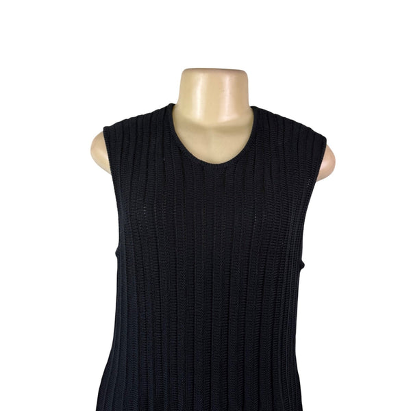 Pomander Place Womens Black Ribbed Knit Sleeveless Dress Sz L - New