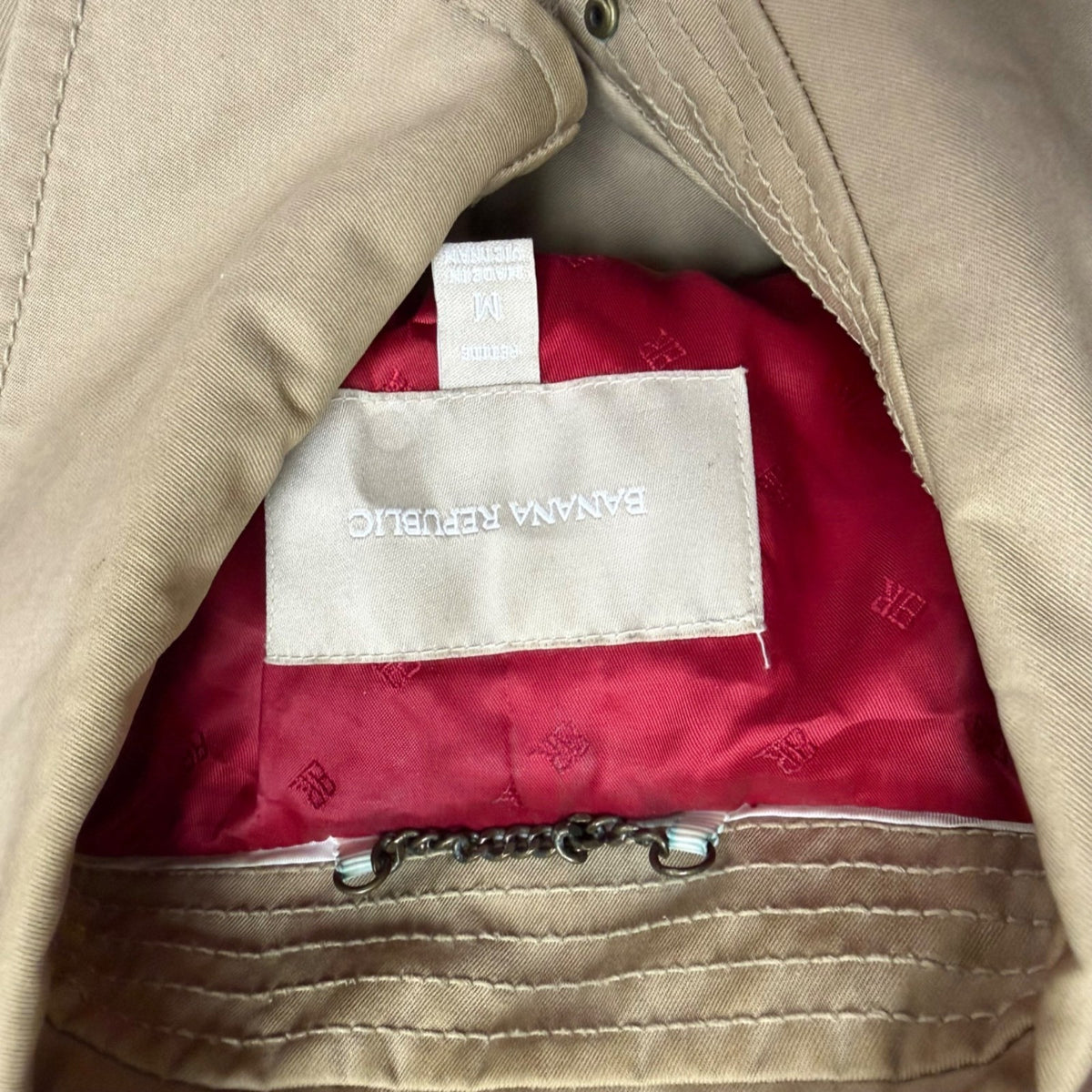 Banana Republic Womens Beige Cotton Double-Breasted Trench Coat Size M