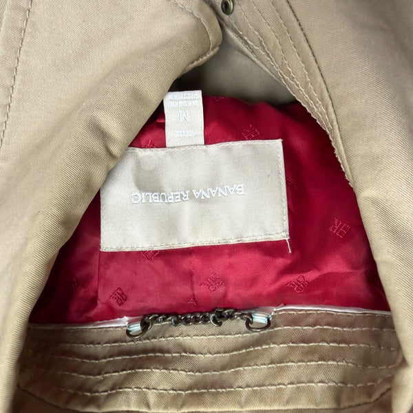 Banana Republic Womens Beige Cotton Double-Breasted Trench Coat Size M