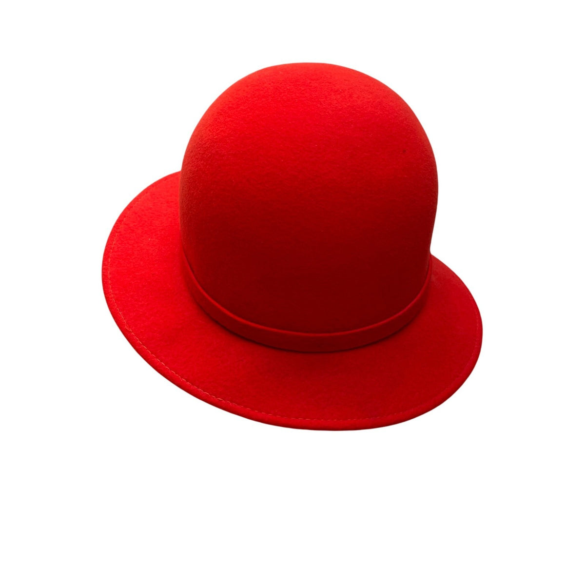 Vintage Geo. W. Bollman Womens Red Wool Felt Bowler Hat Floral Side Accent 100%