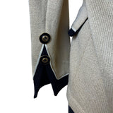 St. John Women's Beige & Black Knit Blazer Jacket Button Front Size 4