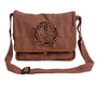 Kathmandu Imports Women's Brown Peace Symbol Embroidered Crossbody Bag Sz M