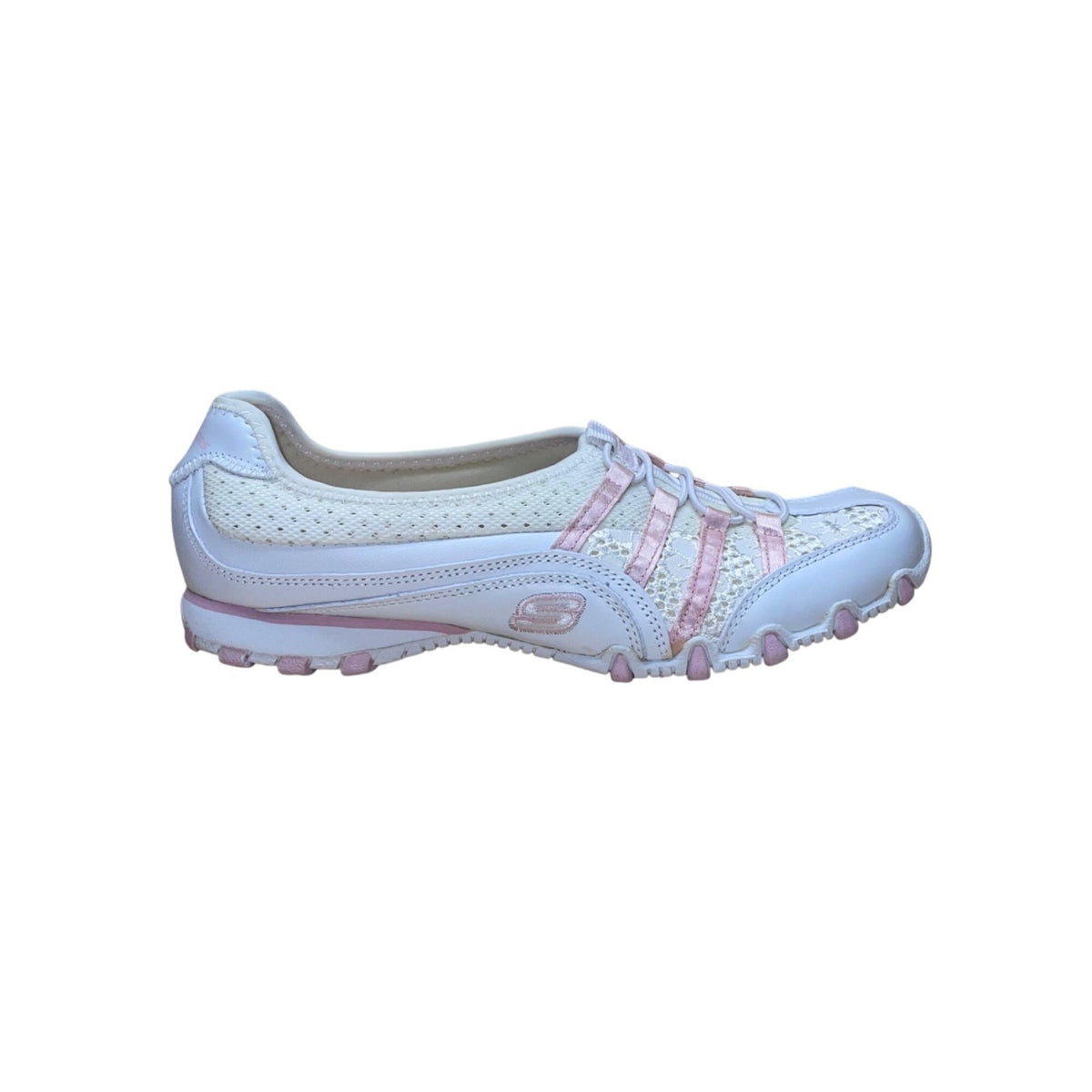 Skechers Women’s White & Light Pink Bikers Grapevine Sneakers Size 7