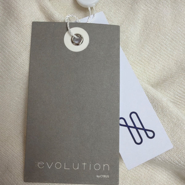 Evolution By Cyrus Womens Off-White V-Neck Short-Sleeve Sweater Size L