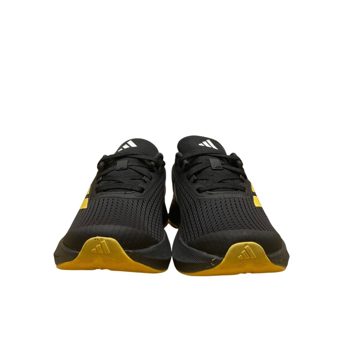 Adidas Kids Black Mesh & Yellow Stripes Lightmotion Duramo SL Sneakers Size 2