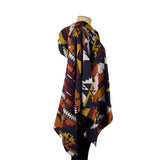 Pinko Womens Multicolor Wool Blend Hooded Poncho Geometric Pattern One Size