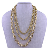 Layered Gold Tone Womens Chain Necklace Multi-Strand Textured Elegant Accessory