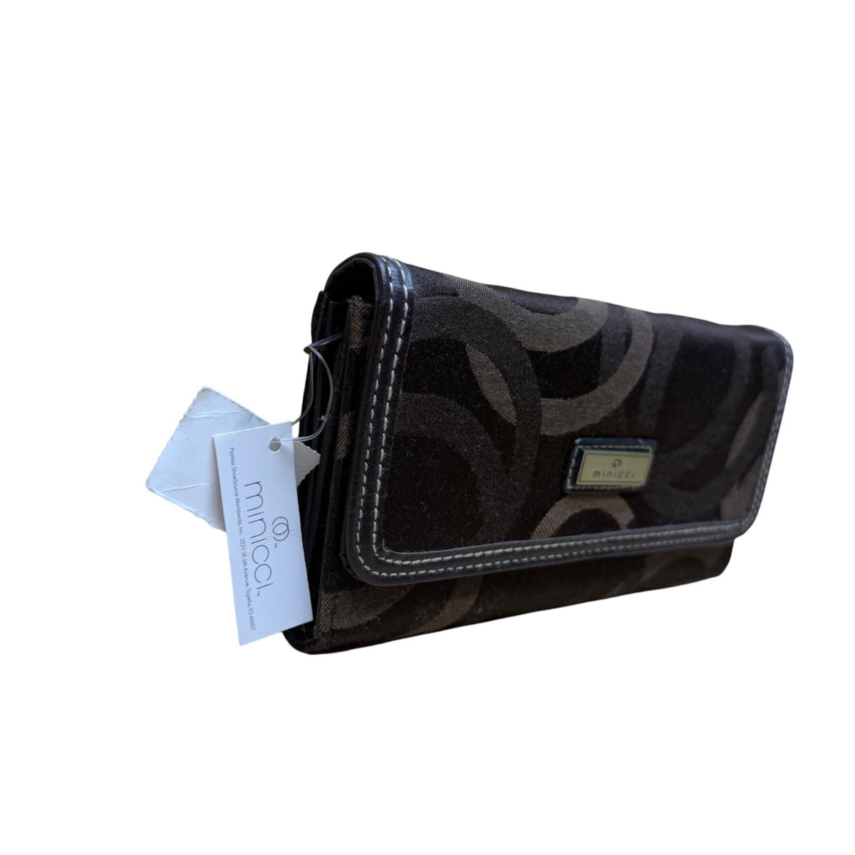 Minicci Women’s Brown Fabric Patterned With Multiple Compartments Clutch Wallet