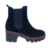 António De Faria Women’s Black Suede Lug Sole Chelsea Boots Size 8