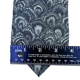 Henry Grethel Mens Blue 100% Italian Silk Tie Fan Feather Pattern